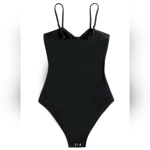 NWOT BLACK TYE  FRONT CUTOUT HIGH CUT SWIM SUIT SIZE LG - Picture 3 of 8